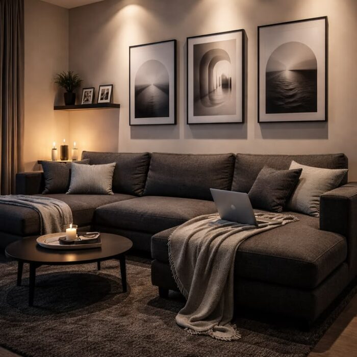 Cozy Modern Living Room Aesthetic _ Warm Minimalist Home Decor
